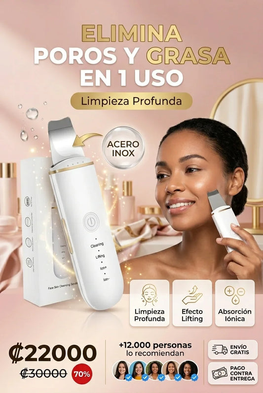 Limpiador Facial Ultrasónico 4 en 1 – Limpieza Profunda, Lifting y Absorción Iónica